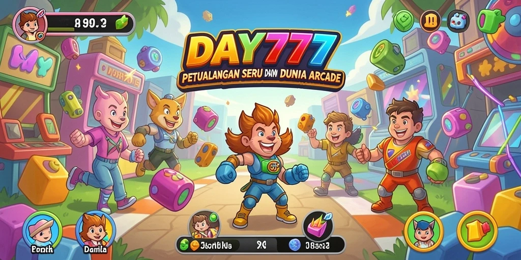 Tangkapan layar dari gameplay seru DAY777 dalam ansambel Arcade.