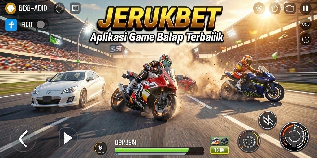 Menampilkan gameplay seru balap mobil di JERUKBET.
