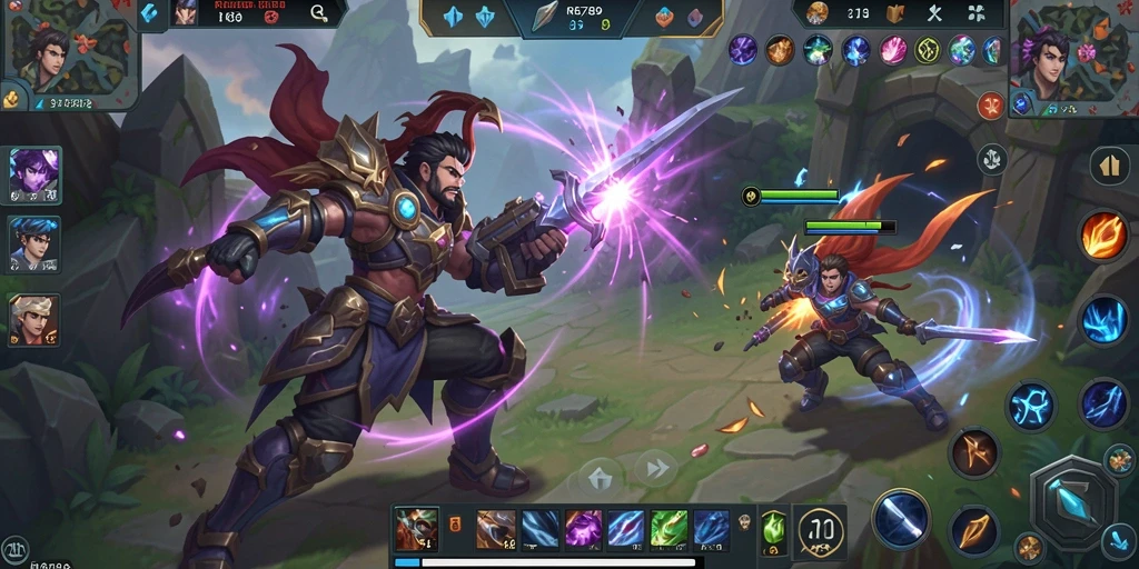 Tampilan menarik gameplay RP6789 dalam arena MOBA yang kompetitif.