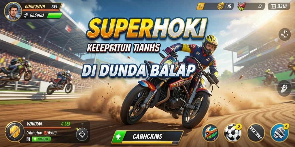 Gameplay balap SUPERHOKI yang mendebarkan dengan grafis mengesankan.