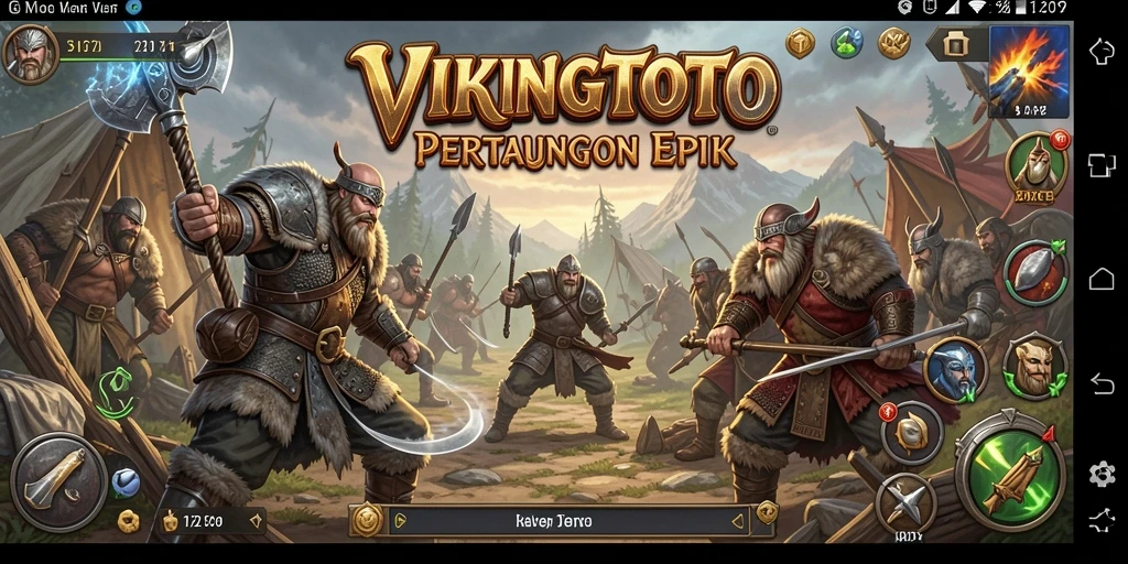 Screenshot gameplay VIKINGTOTO dengan aksi pertarungan mendebarkan.